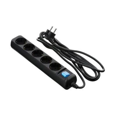 2E Power Strip 5хType F, 3х1.5mm2, 16A, 5m, black (2E-U05ES15M5BK)