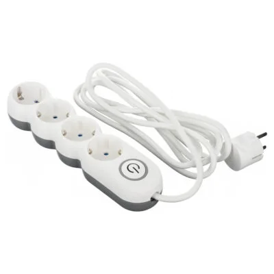 2E Power Strip Plus 4хType F, 3х1mm2, 10A, 3m, white-grey (2E-U04VESM3W)