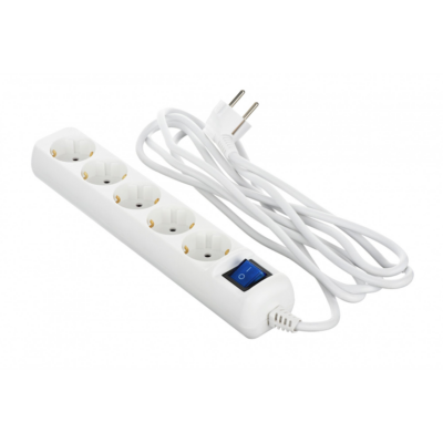 2E Power Strip 5хType F, 3х1mm2, 10A, 3m, white (2E-U05ESM3W)