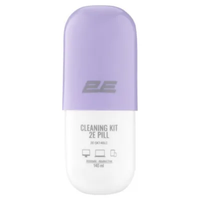 Cleaning kit 2E PILL for office equipment (liquid 140ml, whipe 20cm), white-pink (2E-SK140PN)