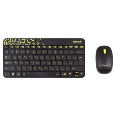 Logitech Wireless Combo MK240 Nano Russian Layout – BLACK/CHARTREUSE (920-008213)