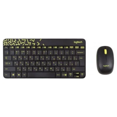 Logitech Wireless Combo MK240 Nano Russian Layout – BLACK/CHARTREUSE (920-008213)
