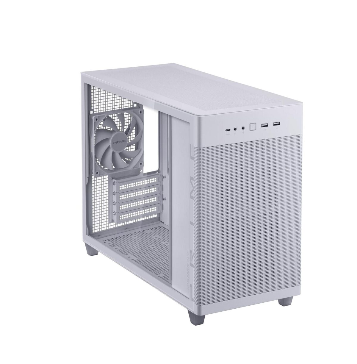Case ASUS PRIME AP201 Tempered Glass mATX w/o PSU White (90DC00G3-B39010)