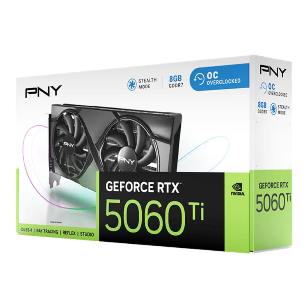 PNY NVIDIA GeForce RTX™ 5060Ti 8GB Overclocked Dual Fan Graphics Card (VCG5060T8DFXPB1-O)