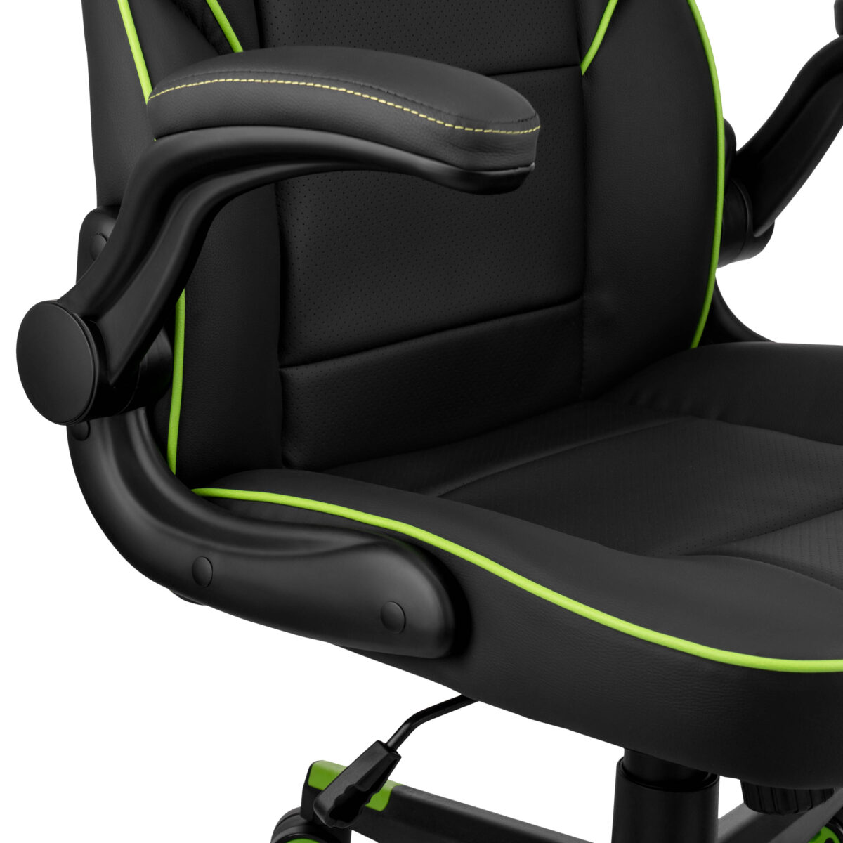 2E GAMING Chair HEBI, black-green (2E-GC-HEB-BK)