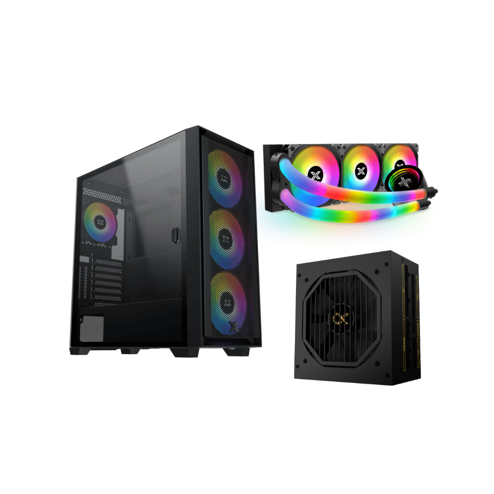 Kombo 1 Xigmatek Kombo - Xigmatek Anubis Pro 4FX Case + Xigmatek Neon Aqua 360 CPU Liquid Cooler + Xigmatek Fury 850W Gold Psu (XIG-CCP-101)