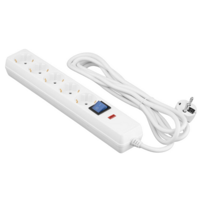 2E Power strip with surge protection, 3m, 5xTypeF, 16A, white (2E-SP515OSM3WH)