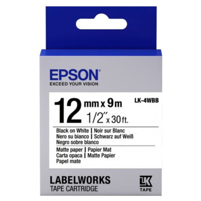 Lent kartric Epson Tape – LK4WBB Matte Pap Blk/Wht 12/9 (C53S654023)
